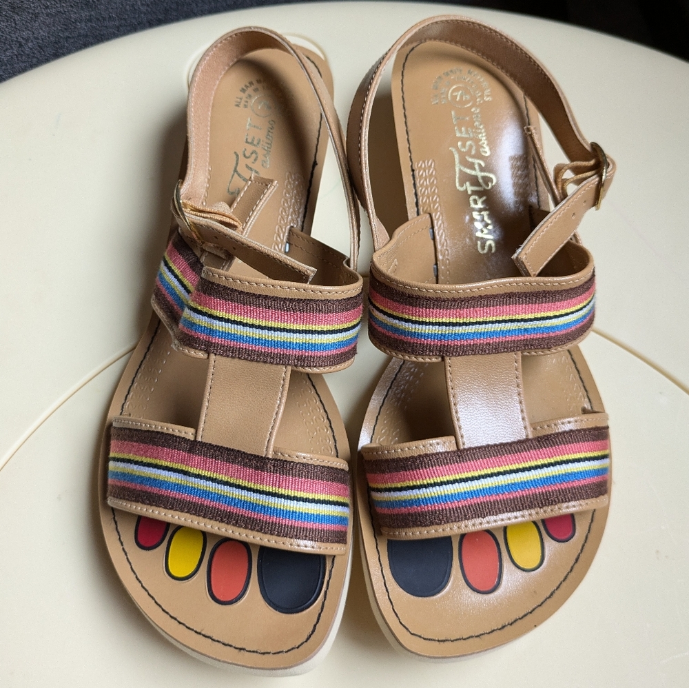NEW Vintage 1960's Women's Smart Set Sandals Multi Color Deadstock Rare  7 1/2